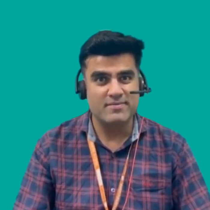 Indian man wearing headset